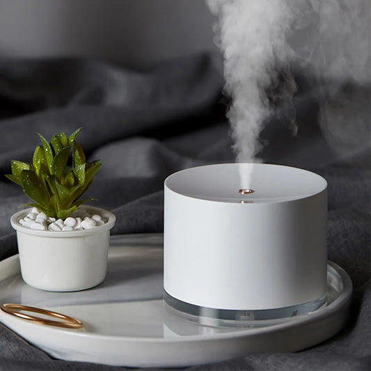 Portable USB rechargeable 2000mAh air humidifier and night light diffuser.